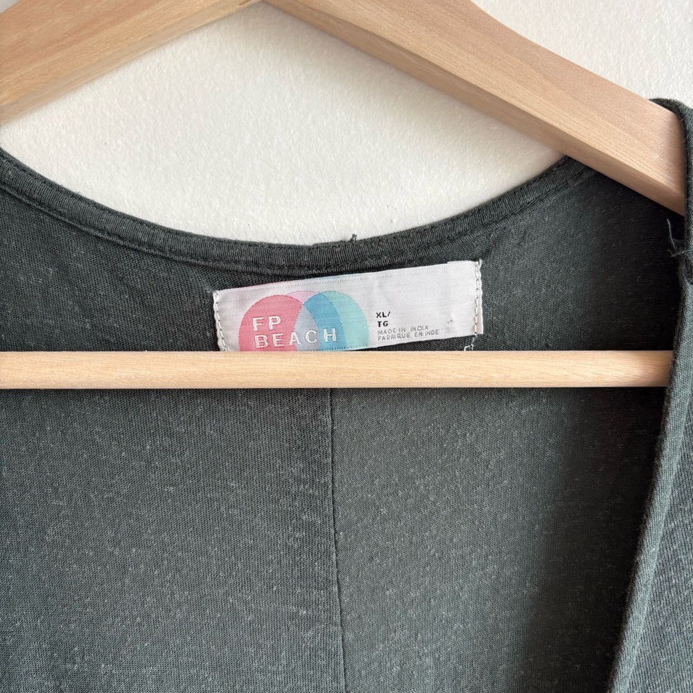 Free People Beach Marina Maxi Dress Size XL Kelp Green Linen Twist Front - Picture 7 of 11